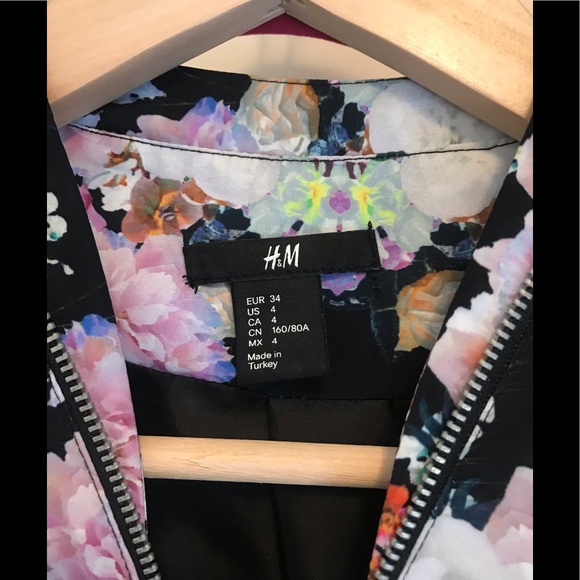 H&M Kaleidoscope Floral Bomber Jacket Size 4 - Picture 4 of 8